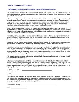 Staff Network and Internet Acceptable Use and Safety Agreement