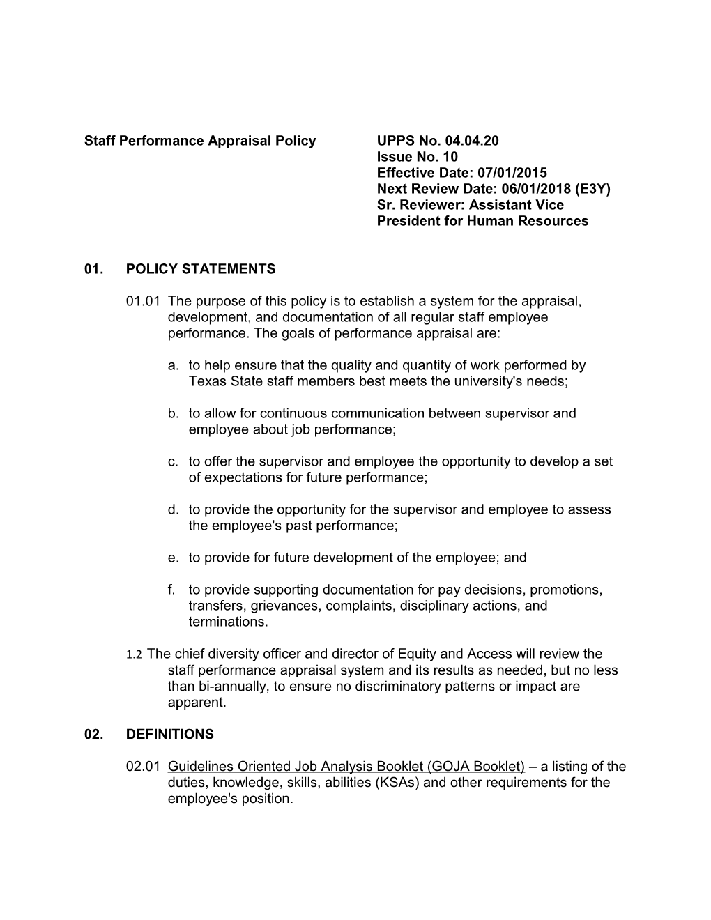 Staff Performance Appraisal Policyupps No. 04.04.20