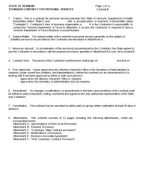 STANDARD CONTRACT for PERSONAL SERVICES Contract