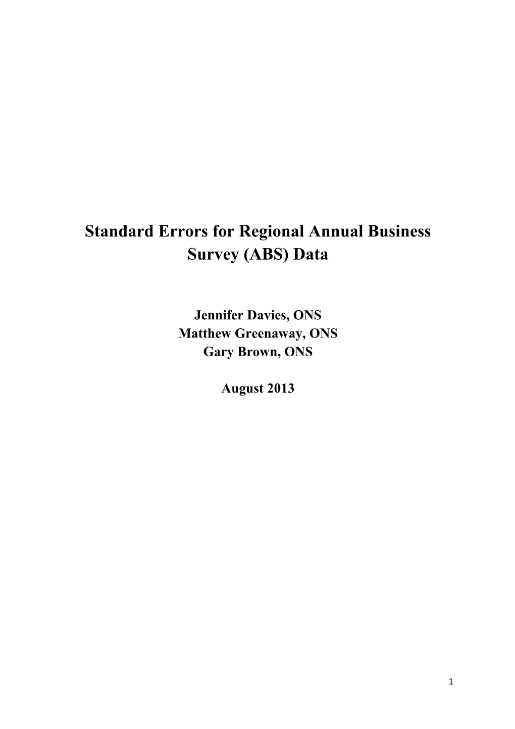 Standard Errors for Regional Annual Business Survey (ABS) Data