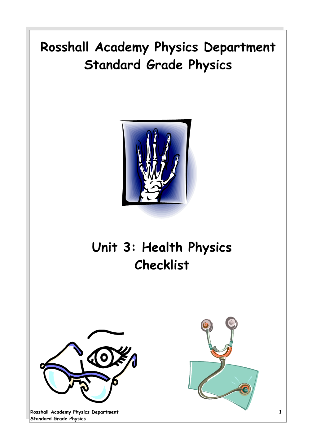 Standard Grade Physics: Health Physics- Checklist