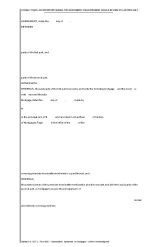 Standard N.Y.B.T.U. Form 8030 Subordination Agreement (Of Mortgage) Uniform Acknowledgment