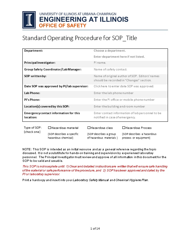 Standard Operating Procedure for SOP Title
