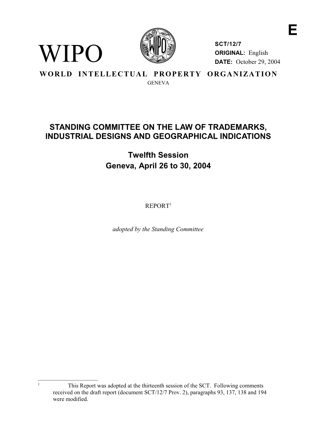 Standing Committee on the Law of Trademarks, Industrial Designs and Geographical Indications
