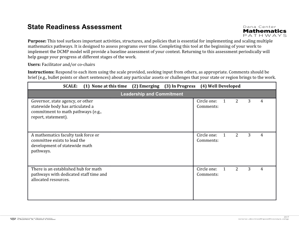 State Readiness Assessment