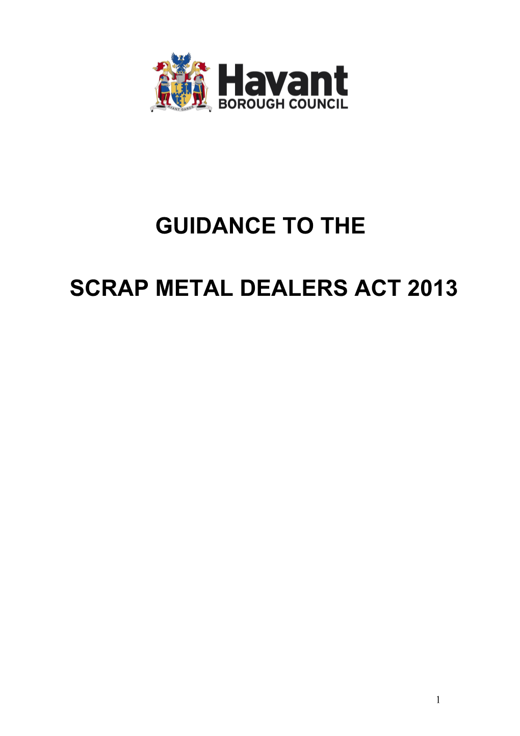 Statement of Policy and Guidelines for the Consideration of Scrap Metal Dealers Site And