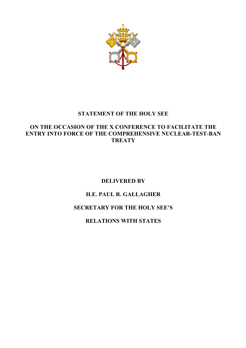 Statement of the Holy See