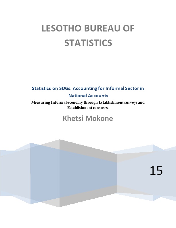 Statistics on Sdgs: Accounting for Informal Sector in National Accounts
