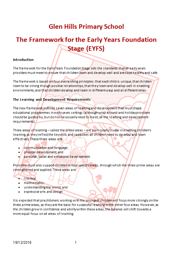 Statutory Framework for the Early Years Foundation Stage (EYFS)