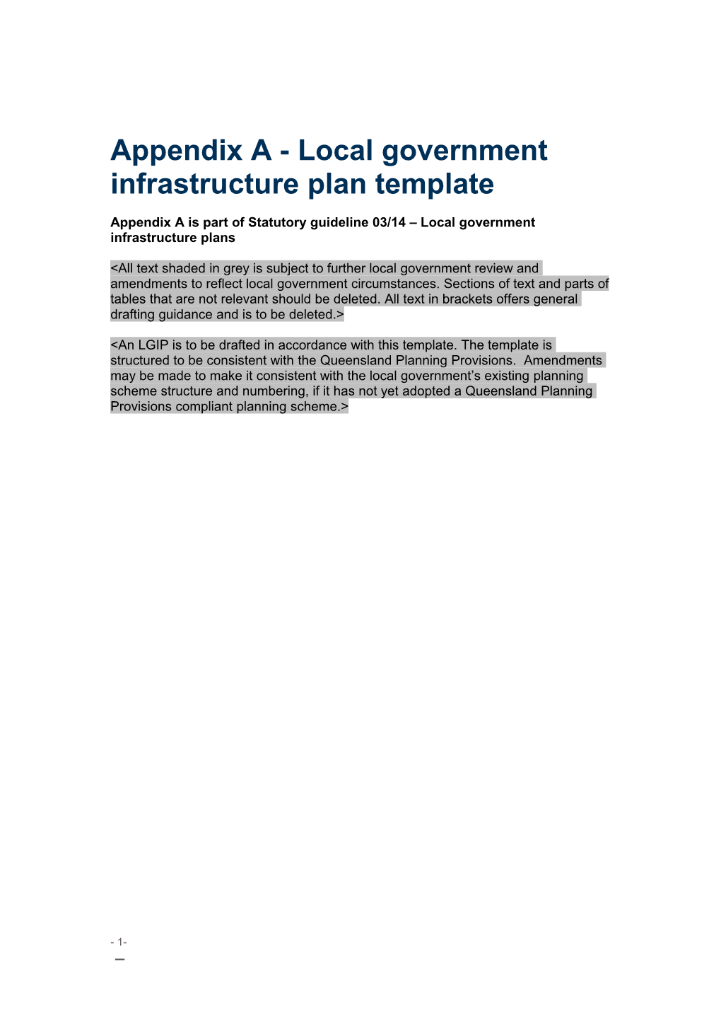 Statutory Guideline 03/14 Priority Infrastructure Plan - Appendix a - Local Government