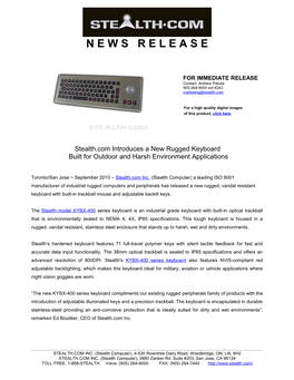 Stealth.Com Introduces a New Rugged Keyboardwith Built-In Trackball and Adjustable Backlighting