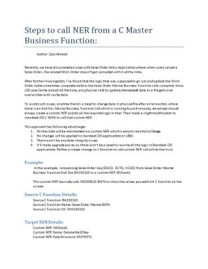 Steps to Call NER from a C Master Business Function