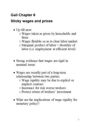 Sticky Wages and Prices