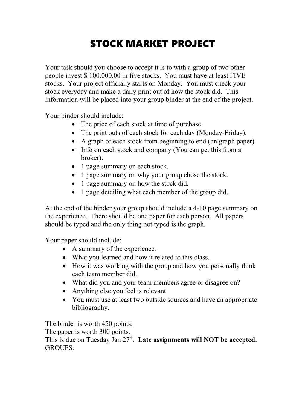 Stock Market Project