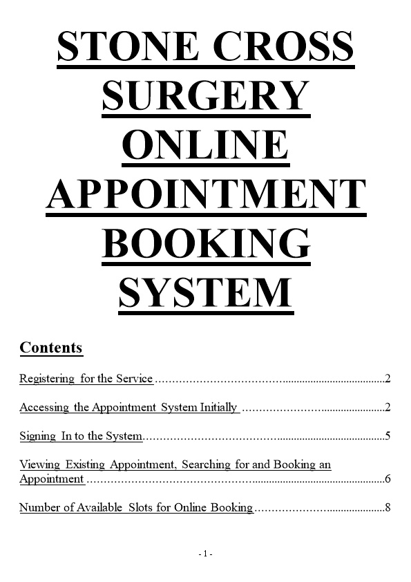 Stone Cross Surgery Online Appointment System