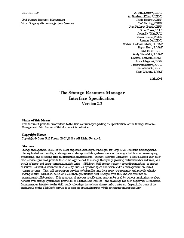 Storage Resource Manager Interface Specification