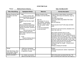 Storytime Planning Template