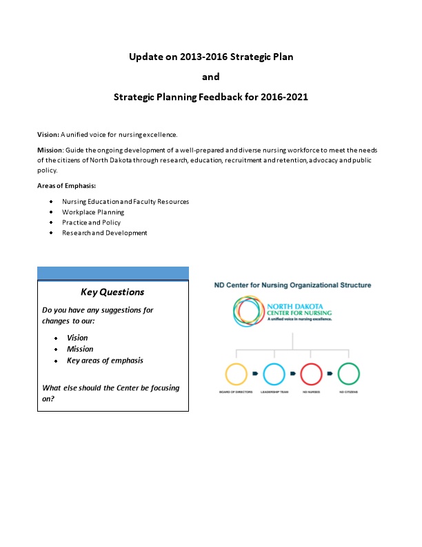 Strategic Planning Feedback for 2016-2021
