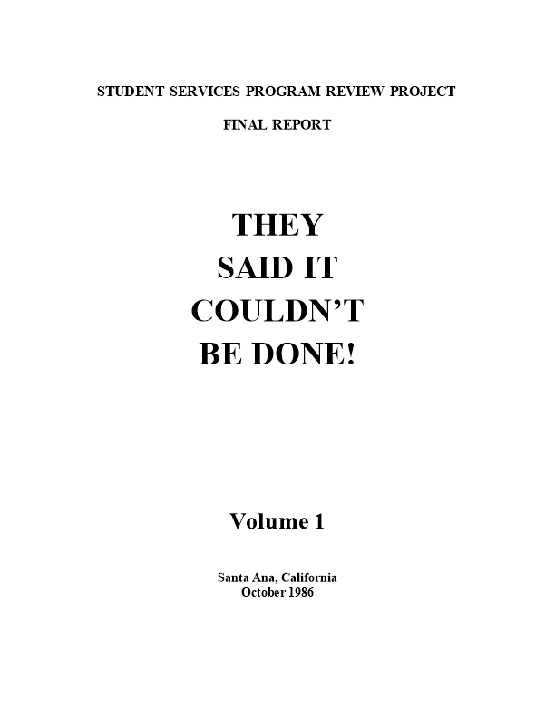 Student Services Program Review Project