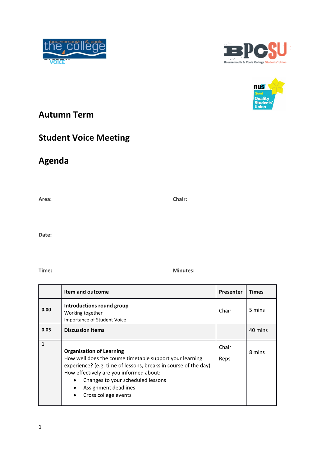 Student Voice Meeting