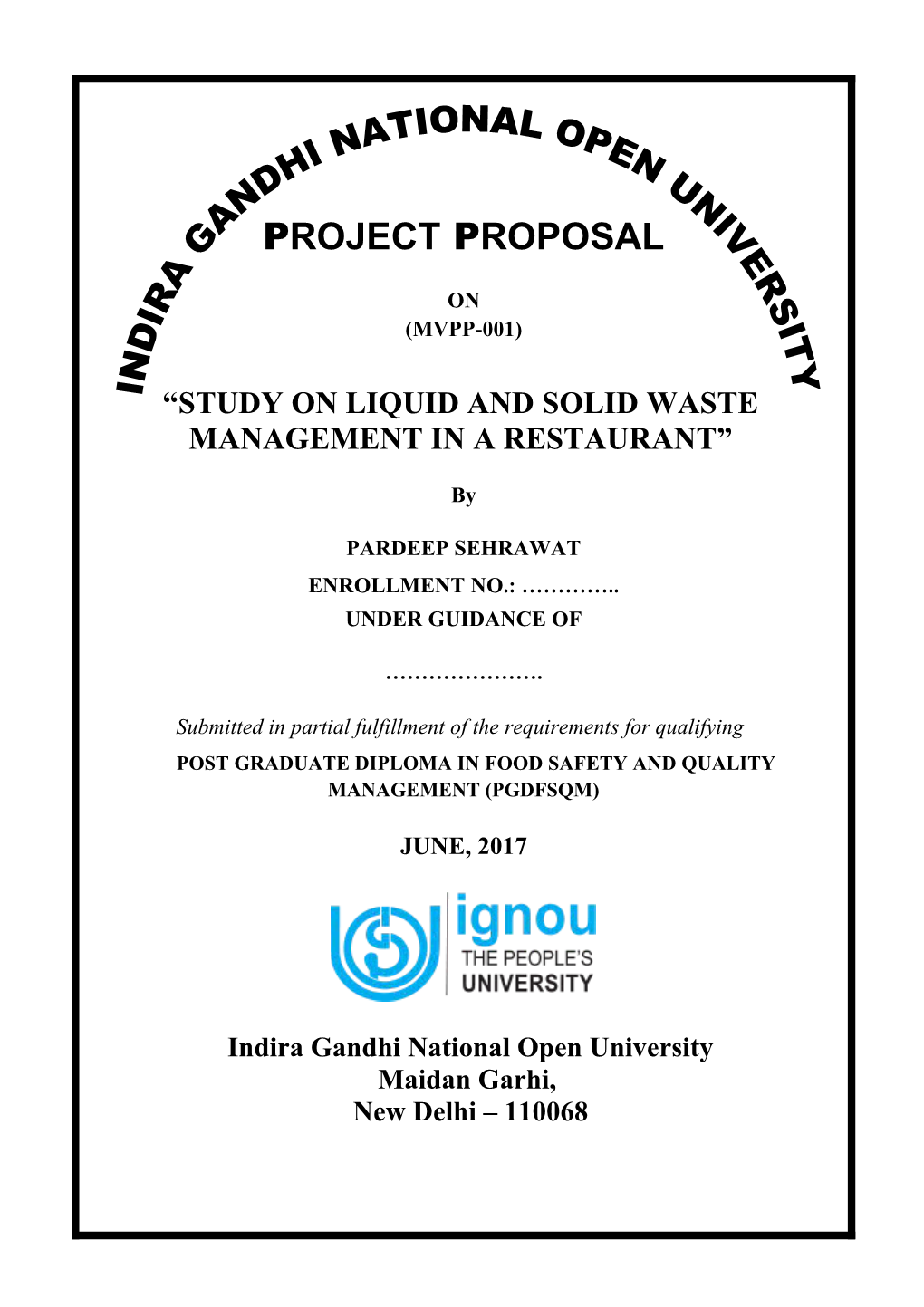 Study on Liquid and Solid Waste Management in a Restaurant