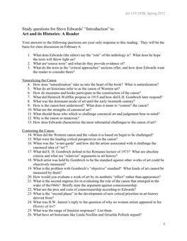 Study Questions for Steve Edwards Introduction To