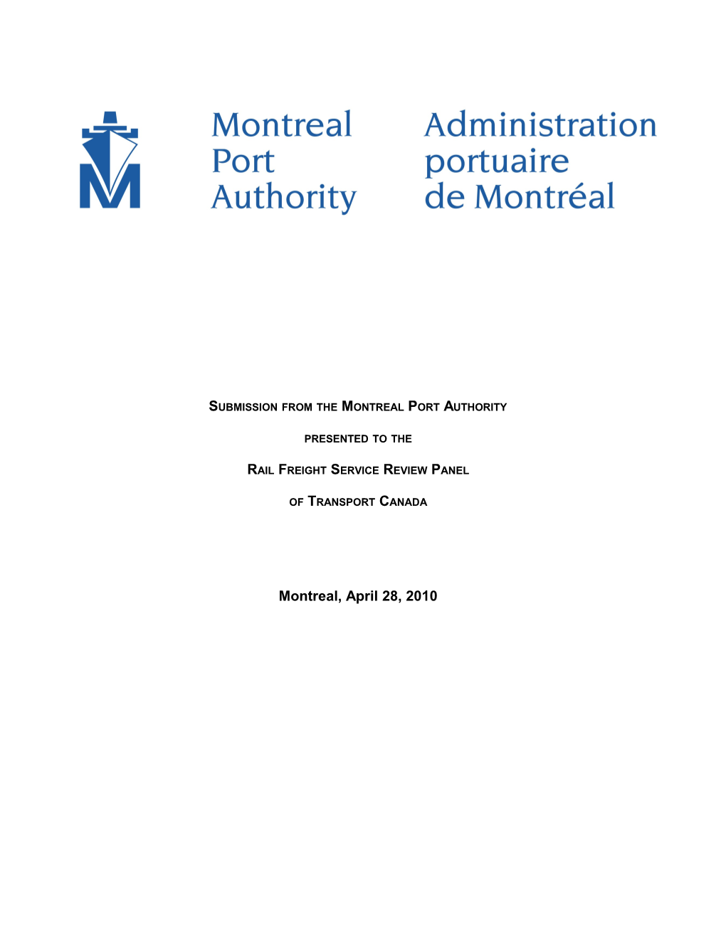 Submission from the Montreal Port Authority