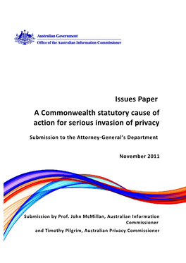 Submission - Right to Sue for Serious Invasion of Personal Privacy - Office of the Australian