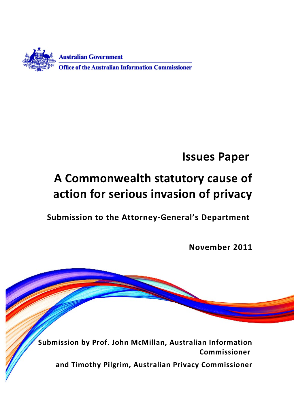 Submission - Right to Sue for Serious Invasion of Personal Privacy - Office of the Australian