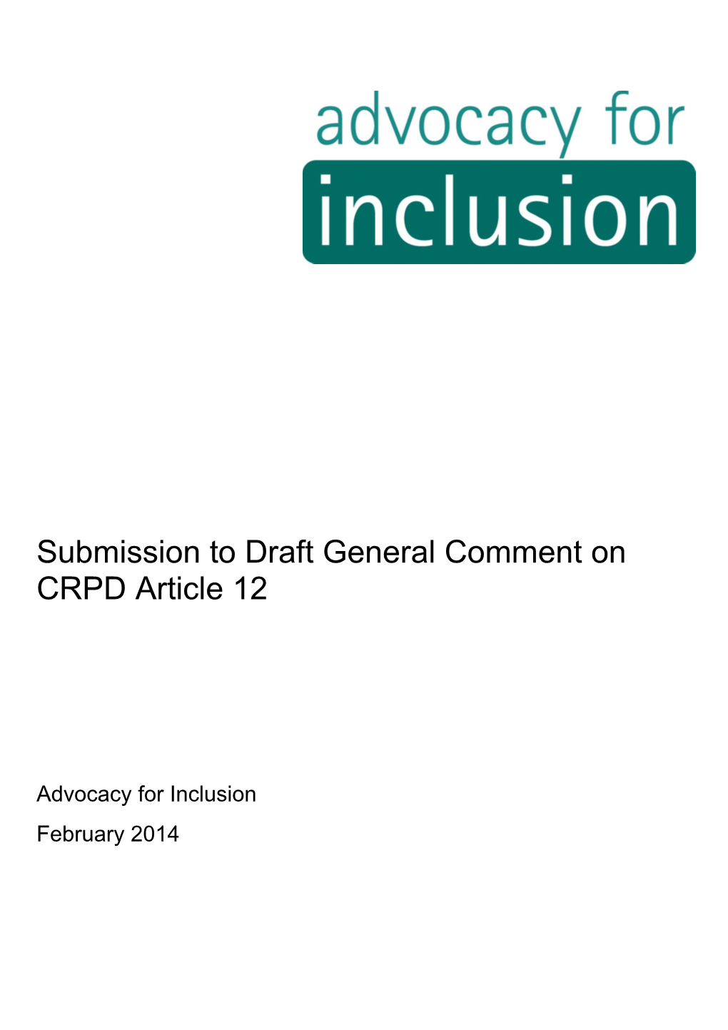 Submission to Draft General Comment on CRPD Article 12