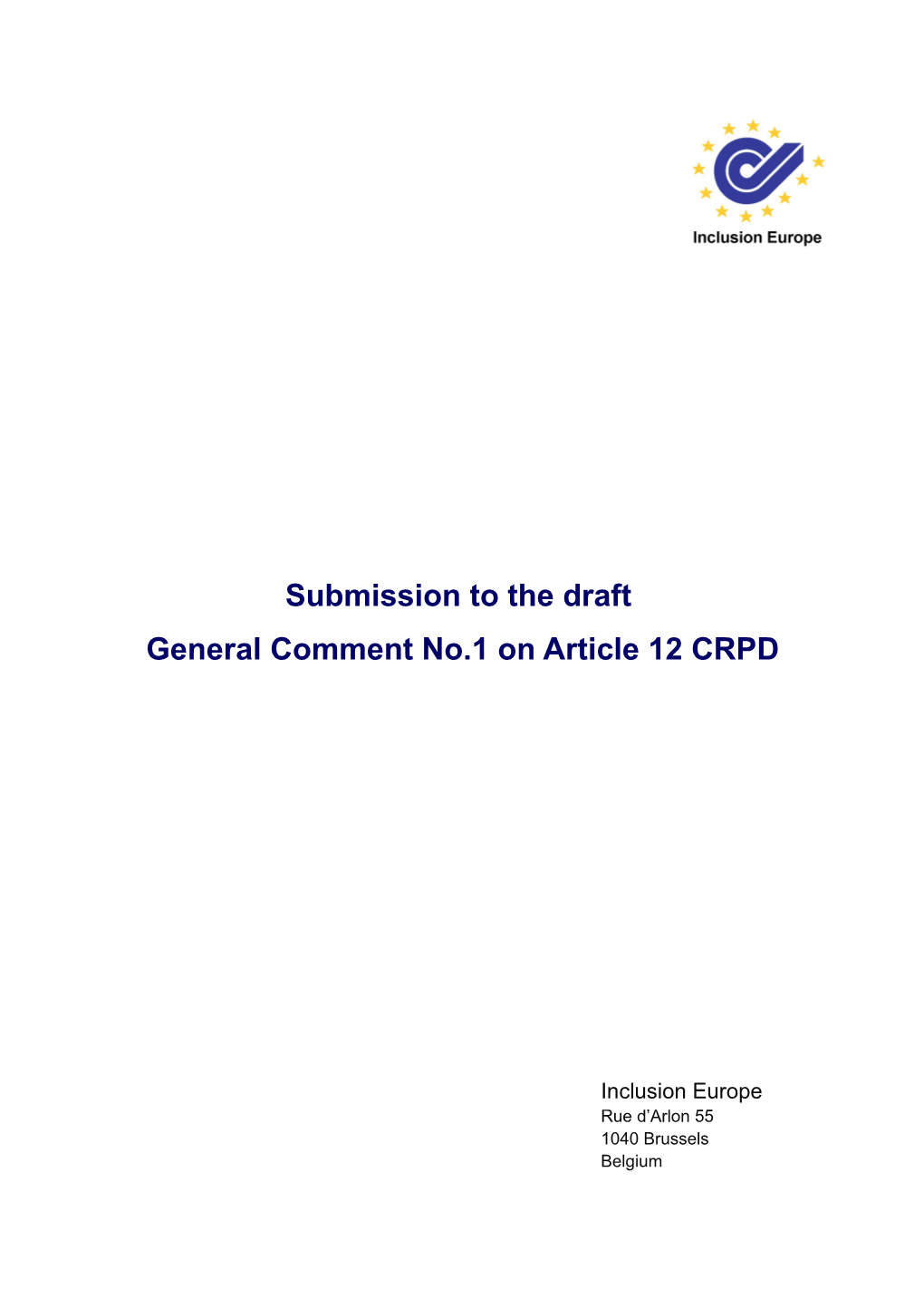 Submission to the Draft General Comment No.1 on Article 12 UNCRPD