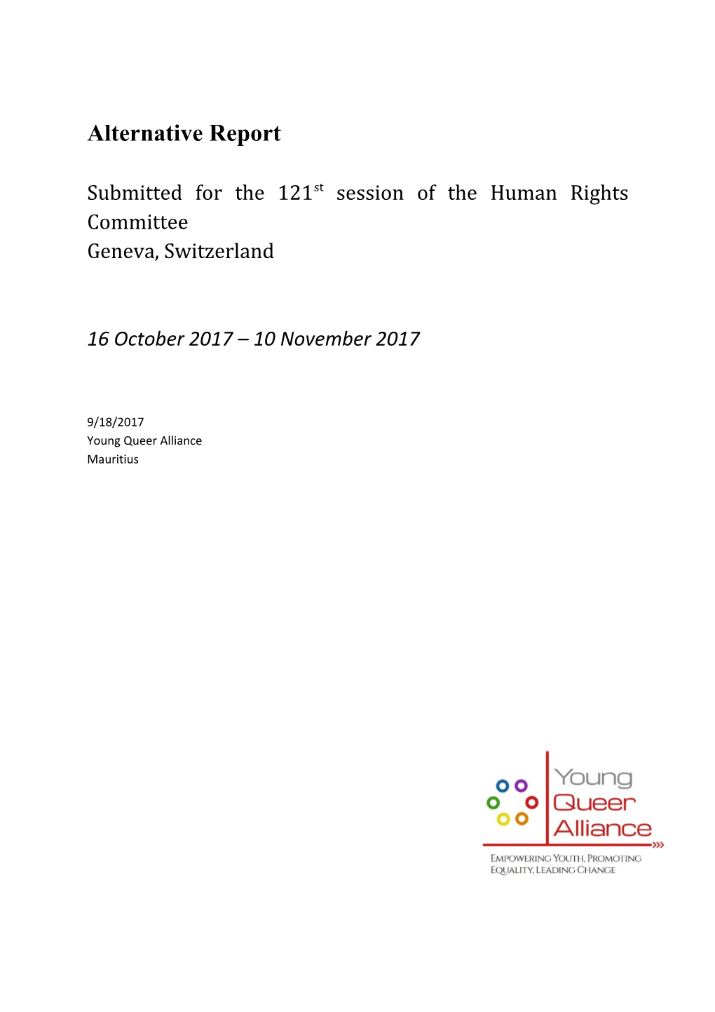 Submitted for the 121Stsession of the Human Rights Committee