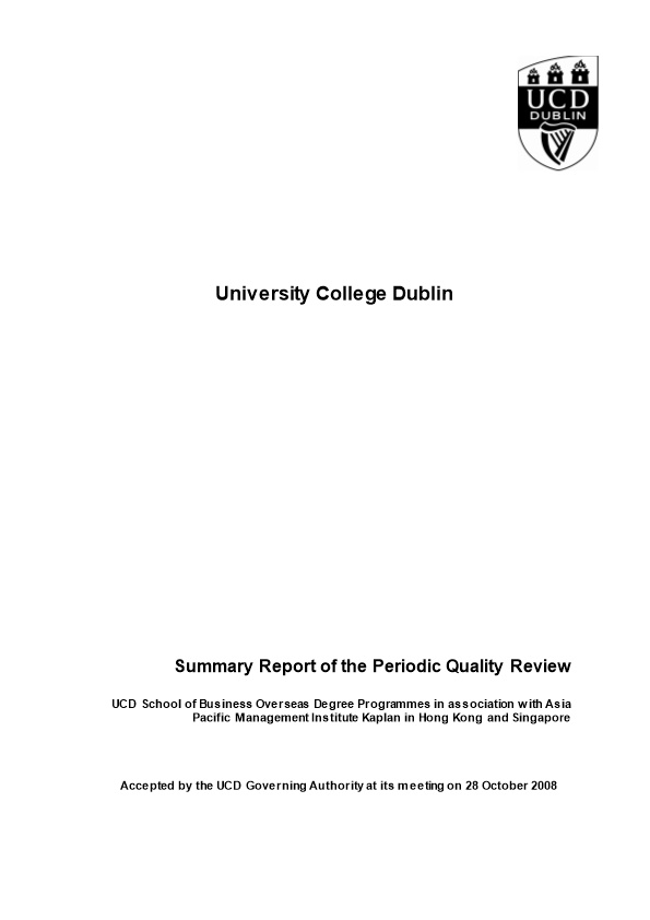 Summary Report of the Periodic Quality Review
