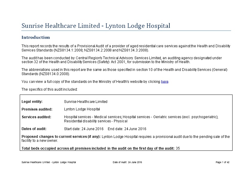Sunrise Healthcare Limited - Lynton Lodge Hospital