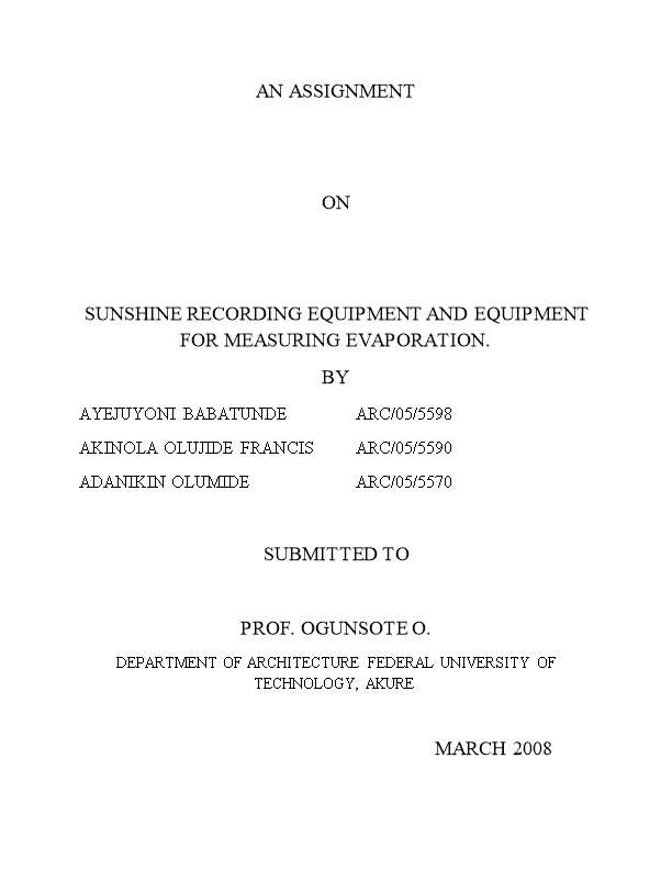 Sunshine Recording Equipment and Equipment for Measuring Evaporation