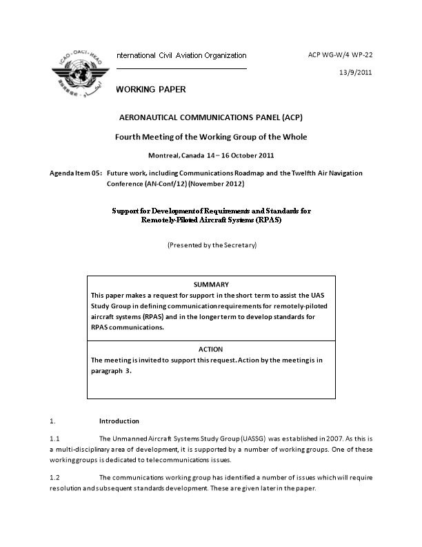 Support for Development of Requirements and Standards for Remotely-Piloted Aircraft Systems