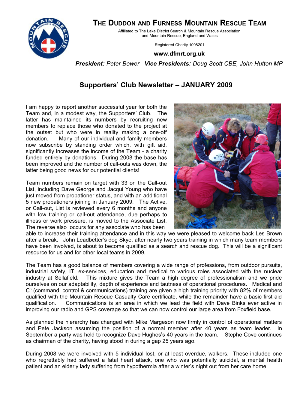 Supporters Club Newsletter JANUARY 2009