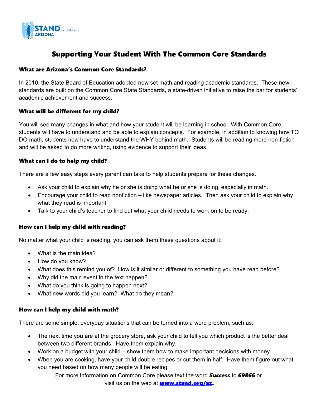 Supporting Your Student with the Common Core Standards