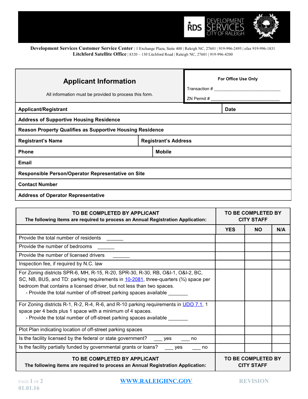 Supportive Housing Residence Initial Application