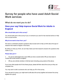 Survey for People Who Have Used Adultsocialworkservices