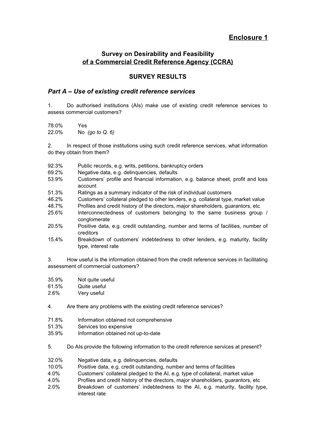 Survey on Desirability and Feasibility