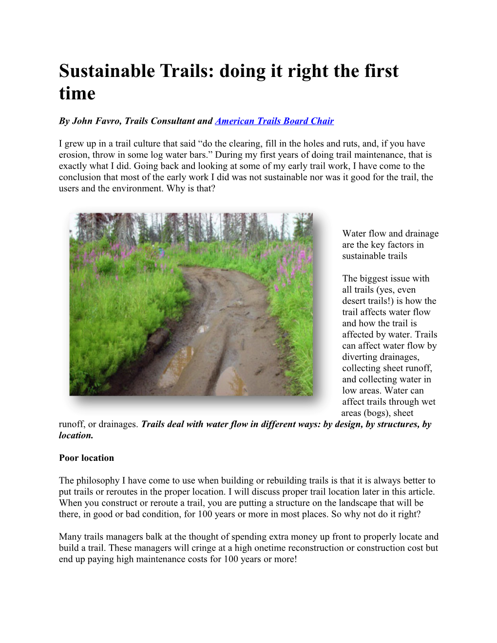 Sustainable Trails: Doing It Right the First Time