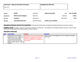 SWP-053 Saw - Hand Manual Safe Work Procedure