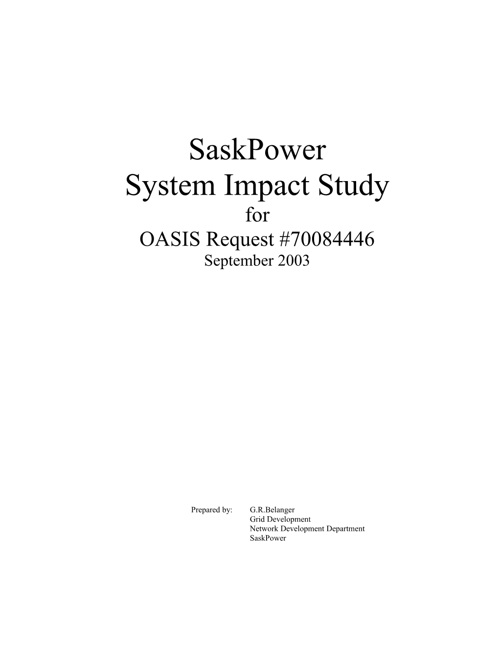 System Impact Study