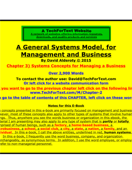 Systems Concepts for Managing a Business