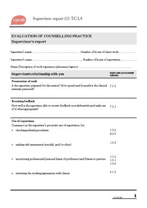 TC-L4 Supervisor Report Form