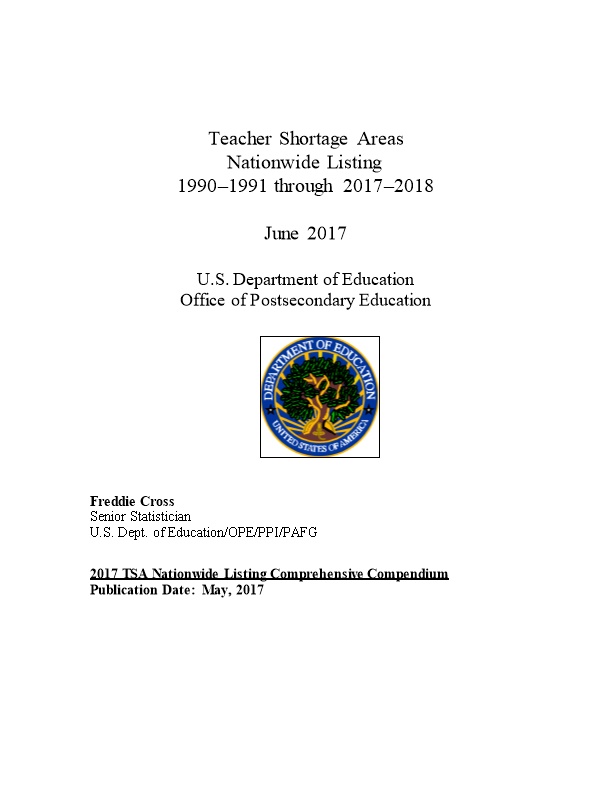 Teacher Shortage Areas Nationwide Listing, 1990-1991 Through 2015-2016 (MS Word)