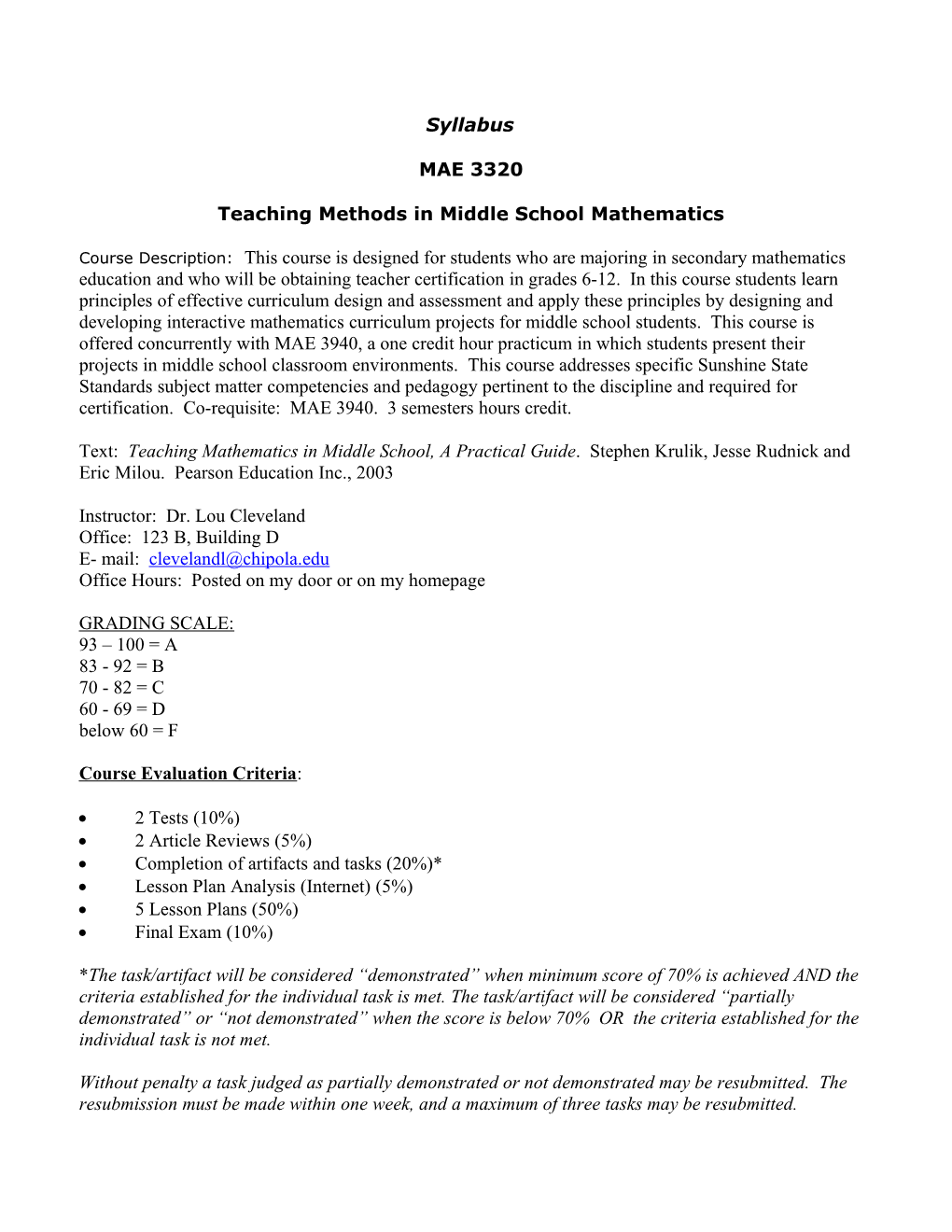 Teaching Methods in Middle School Mathematics
