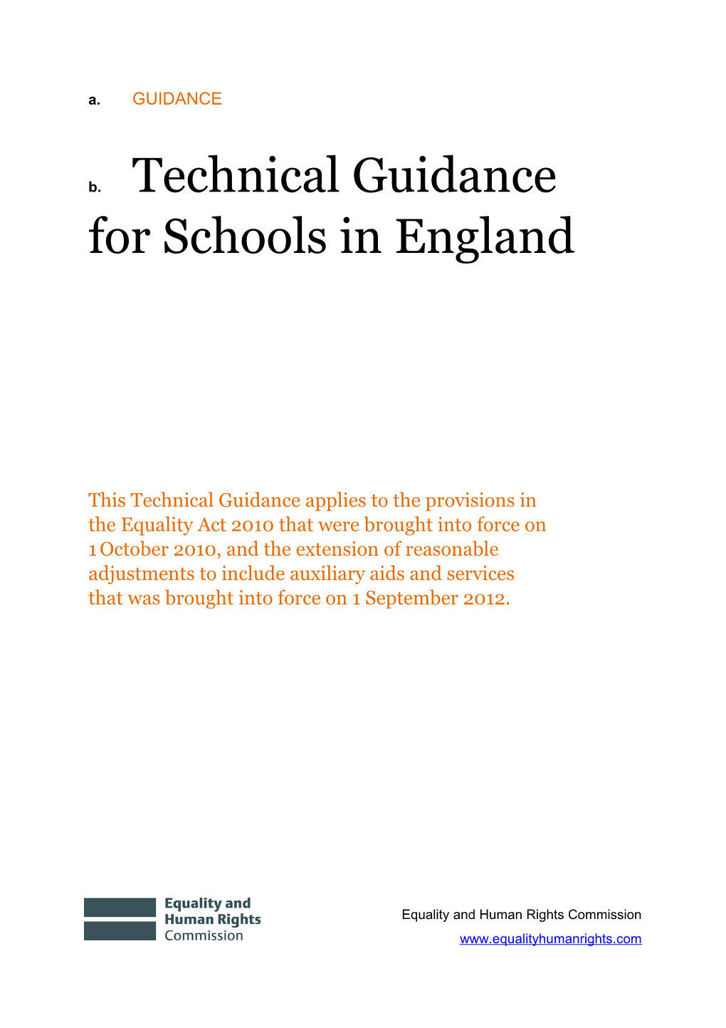 Technical Guidance for Schools in England