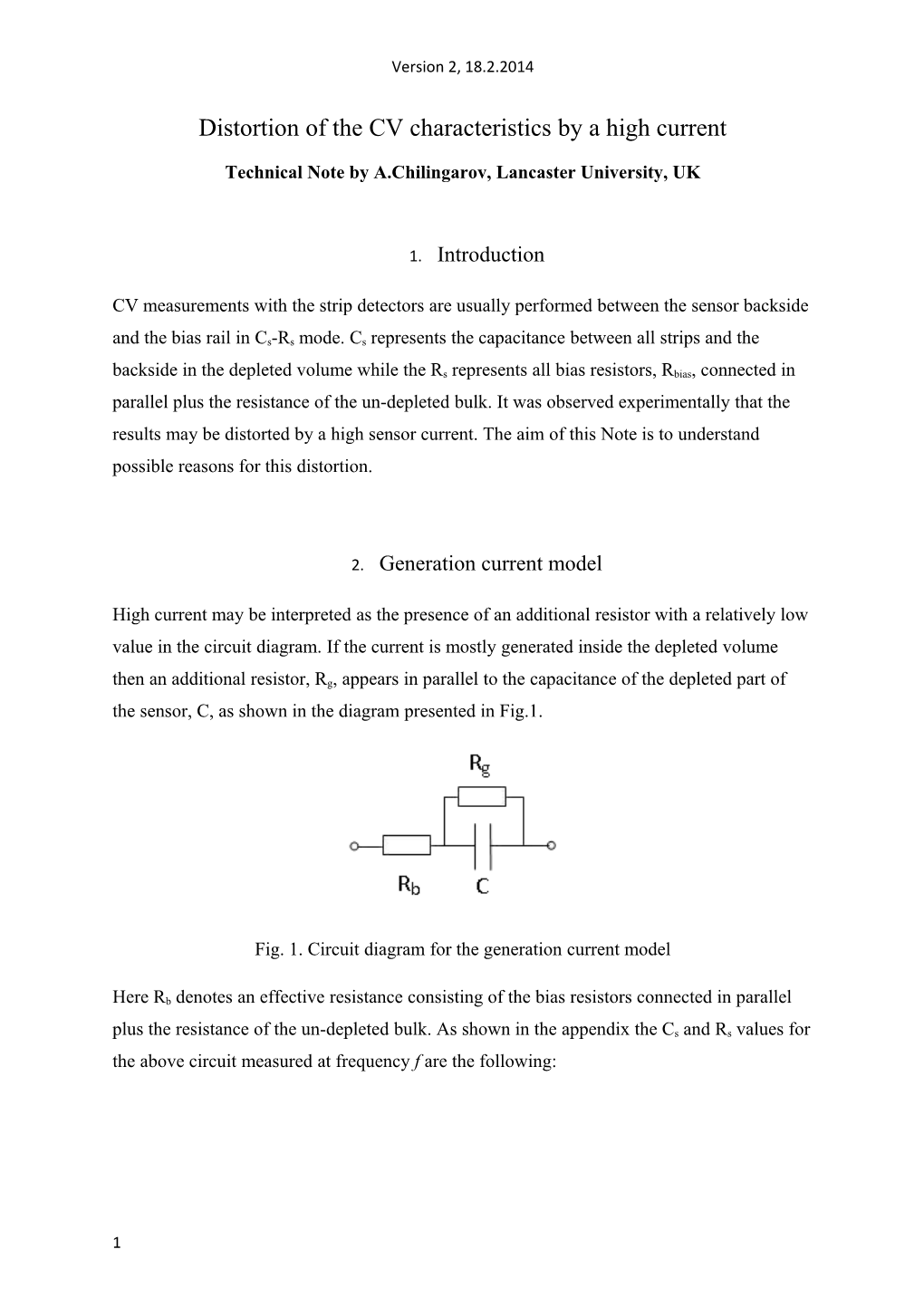 Technical Note by A.Chilingarov, Lancaster University, UK